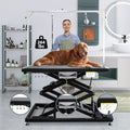 Electric Pet Dog Grooming Table, 50" Heavy Duty Grooming Table Professional Double X-Lift for Large Dogs Adjustable Height: 12"-45.8" Non-slip, AC Outlets, Storage Tray, 2 Nooses, Black