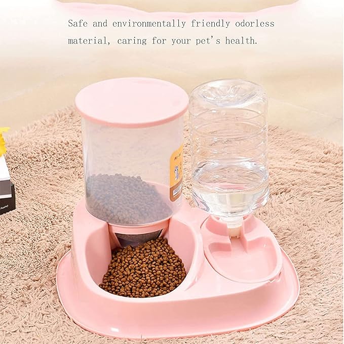 New 4L Large Capacity Dualuse Automatic Unplugged Gravity Pet Food Feeder And Water Dispensers Dog Food Bowl Cat Drinking For Supplies Pets Pet water dispenser (Blue)