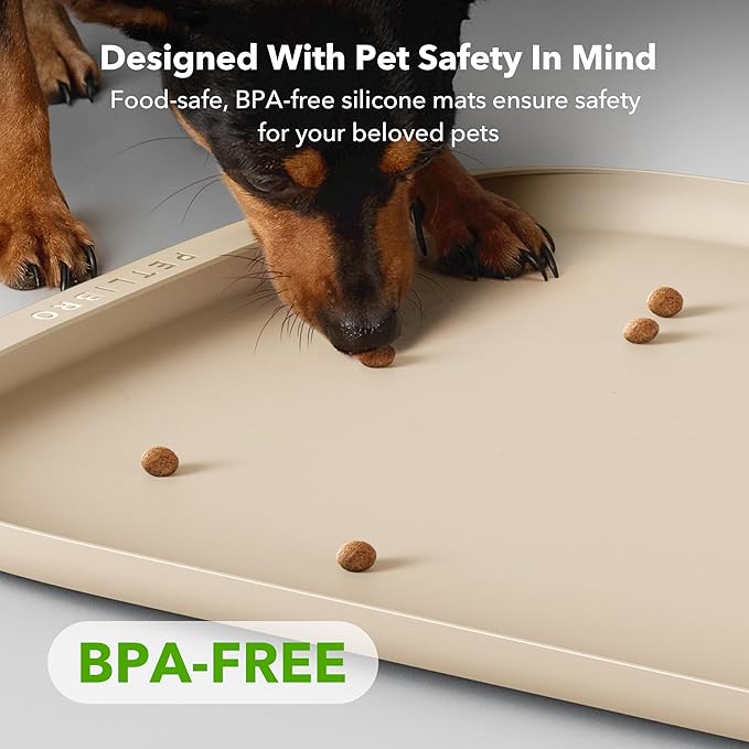 PETLIBRO Silicone Dog & Cat Food Mat for Feeder and Water Fountain, BPA-Free Waterproof Pet Feeding Tray with Raised Edge Spill Protection, Non-Slip Easy Clean Bowl Placemat for AF005 AF103, 17.7"x12"