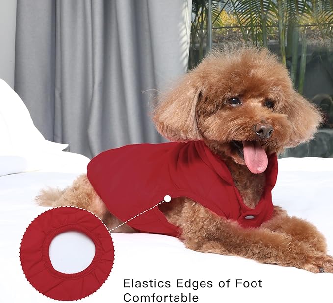 Warm Fleece Dog Jacket for Small Dogs,Puppy Coat for Winter Cold Weather,Red XSmall