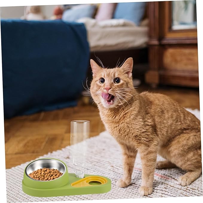 TOYANDONA Pet Food Bowl with Automatic Water Dispenser Lightweight Pet Feeder for Cats and Dogs Compact Design Safe Food Storage