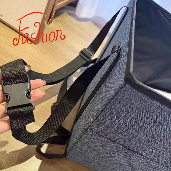 Portable Foldable Cat Dog Car Seat for Small Dogs Spacious Travel Bed with Clip-On Safety Leash Comfy Carseat with Storage Pockets Cat Puppy Car Travel Carrier Bed (Blue)