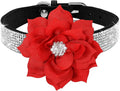 Cute Dog Collar with Bling Rhinestone, Fancy Crystal Diamond Glitter Pretty Jewel Soft Cat Collars for Small Medium Large Breed Dogs Girl Female Pet Puppy Kitten Terrier (L, Black2)