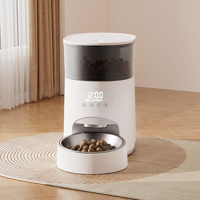 Pet Feeder 2-Pack Automatic Feeder Touch Button Type 4l Smart Pet Feeder Timed Quantitative Pet Supplies Compatible with Cats and Dogs White Pets Supplies