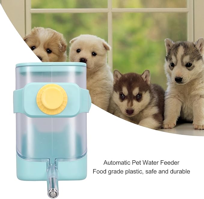 Automatic Pet Waterer Feeder, 2.1L Stainless Steel Ball Cage Hanging Water Dispenser Dogs Cats Pets Animals (Green)