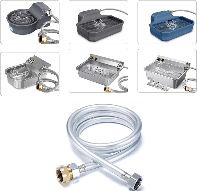 Chew-Resistant PVC Hose for PETSOLON Pet Water Dispenser Series – 59 Inches (150 cm), Fits 3/4" GHT Faucet Thread, Silver