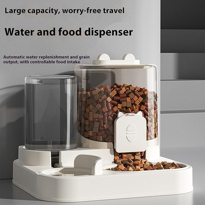 Automatic Refilling Pet Water Bowl and Food Dish Set with Stainless Steel Removable Tray Anti Tip Base for Small Animals Pet Food and Water Dispenser