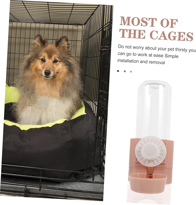 Sosoport Hanging Dog Water Dispenser Automatic Cat Water Bottle Suction Cups Puppy Feeding Waterer for Cages for Travel and Home Use