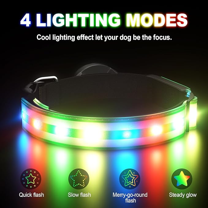 Airtag Dog Collar Light Dog Collars with AirTag Holder Rechargeable LED Dog Collar for Night Walking Adjustable Cool Pet Collar for Dogs Outdoor Waterproof Dog Collar Green