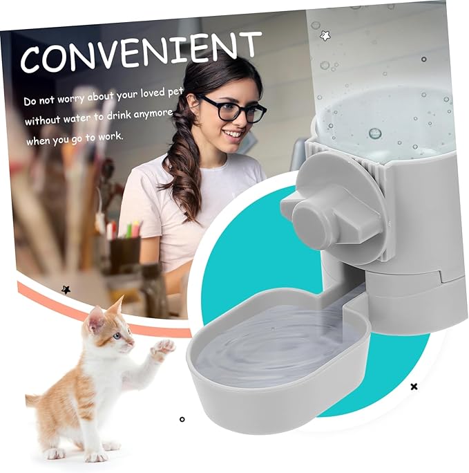 Kisangel Pet Water Dispenser Automatic Hanging Water Feeder for Dogs and Cats Capacity Easy to Inspect Gray for Keeping Pets Hydrated While You Re Away