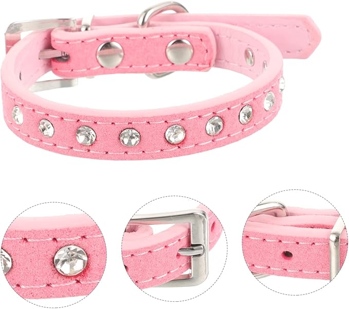 POPETPOP Adjustable Rhinestone Pet Collar for Dogs and Cats Pu Leather Design Comfortable and Stylish for Parties and Daily Wear