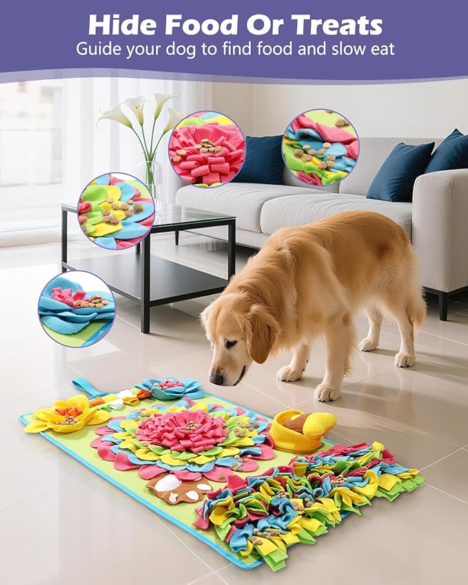 JXTZ Snuffle Mat for Dogs -30.7 * 18.9inch Pet Treats Feeding Mat, Interactive Dog Puzzle Toy for Boredom, Dog Feeding Mats for Slow Feed, Relieve Anxiety, Encourages Natural Foraging Skills