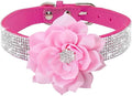 Rhinestone Dog Collar, Cute Dazzling Sparkling Soft Suede Leather Dog Cat Rhinestone Collar Crystal Diamond Pet Dog Puppy Collar (Hot Pink5, XS)