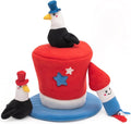 ZippyPaws Americana Top Hat Burrow - Patriotic Interactive Dog Toys for Boredom, Hide & Seek Dog Gifts & Puppy Toys, Colorful Squeaky Pearl Harbor Day Dog Toys for Small & Medium Dogs