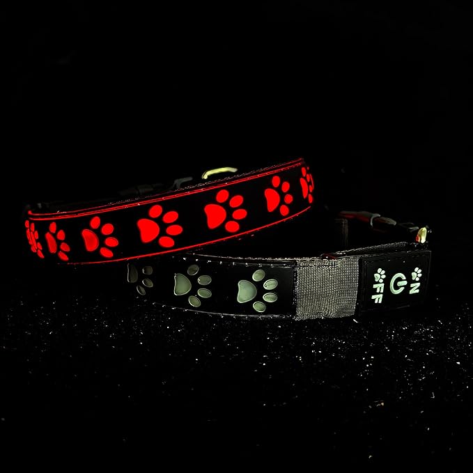 Subversive USB-C led Light up Dog Collar, Subversive 3D Cross Design Comfortable and Soft Material,Multicolored Lighting (PAW-Black, S(11.8-15.7"))