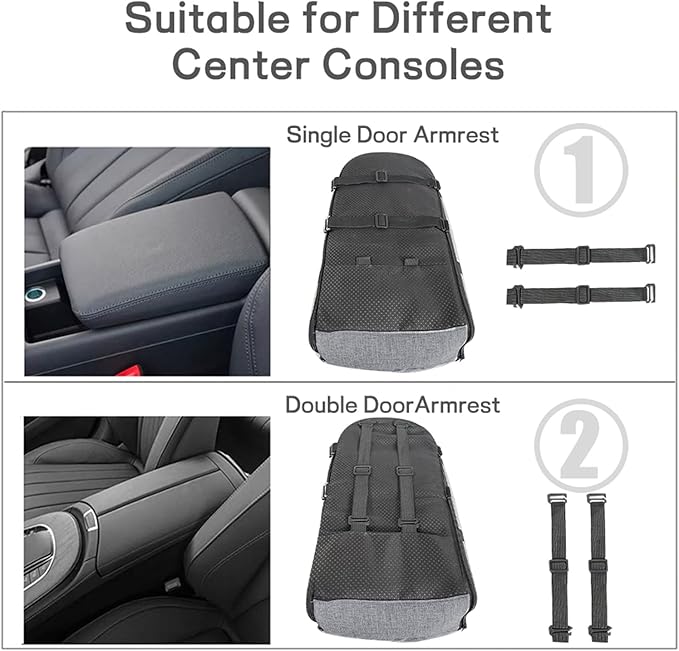 Center Console Dog Car Seat with Safety Strap Soft Cotton Cushion Detachable Armrest Pet Seat for Small Dogs Cats Under 14lbs Portable Travel Bag for Cars SUVs (Light Grey)