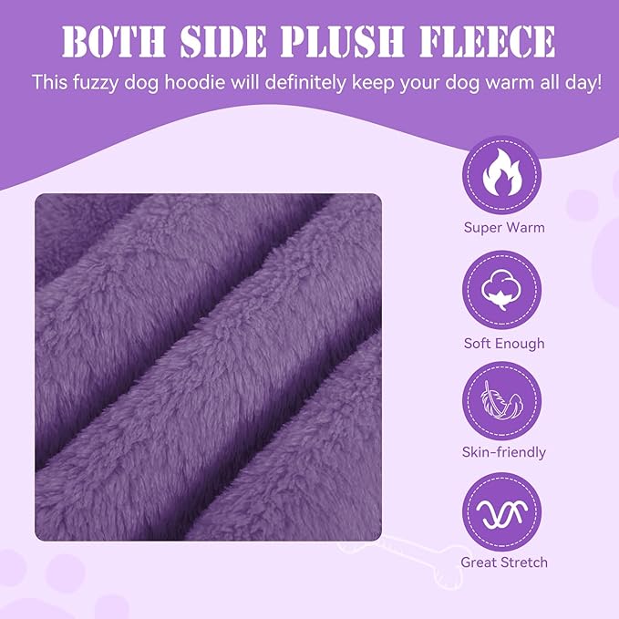 Fuzzy Dog Sweaters for Large Dogs Pet Hoodie Clothes Warm Soft Pet Coats Hooded Sweatshirt Dog Sweaters for Extra Large Dogs(Purple-XL)