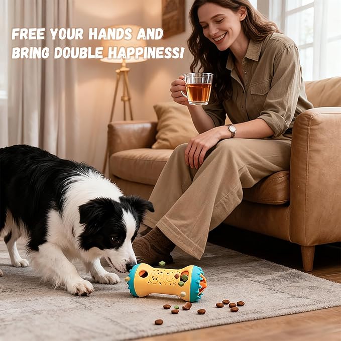 Interactive Dog Puzzle Toys for Boredom, Dogs Enrichment Toy to Keep Them Busy, Treat Dispensing Slow Feeder-Gold