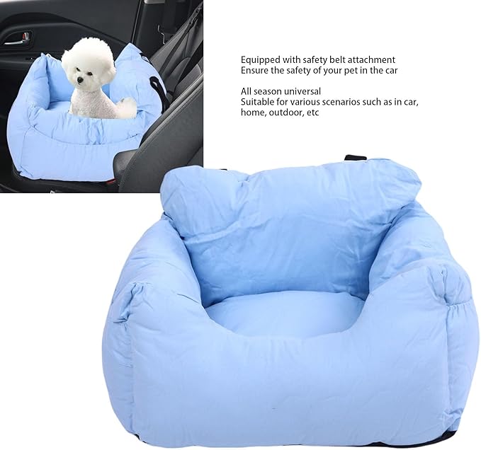 Dog Car Seat, 50x45x36cm Soft Comfortable Pet Carrier for Small Medium Dogs Cats, Universal Pet Bed Booster Cushion with Safety Belt, Accessories
