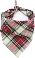Elegant Little Tail Christmas Bandana - 1PCS Plaid Pet Bandana Washable Reversible Cotton Boy Bibs Scarf, Adjustable Square Kerchief for Small to Large Dogs and Cats