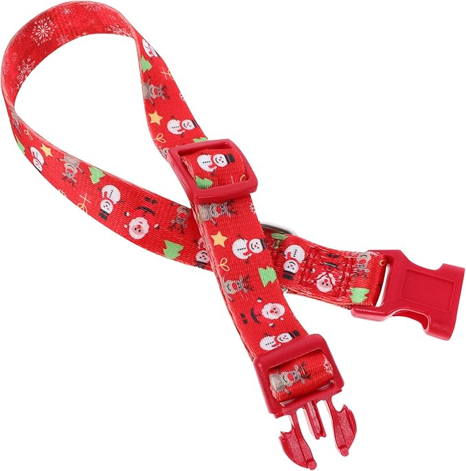 Beaupretty Christmas Dog Collar Quick Release Soft Fabric Pet Collar Snowman Red M Size Decorative Puppy Neck Accessory for Small Dogs Outdoor Use
