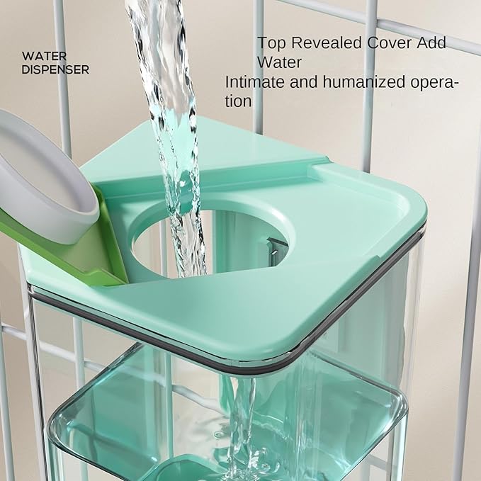 Pet Cage Mounted Waterer, Top Refill Automatic Dog Dispenser, Spill-Proof Leak-Free Feed, Clears View Reservoir, Pet Crate Accessories, Easy Install