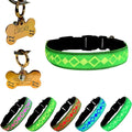 LED Dog Collar with ID Tag, 15 Light Modes, Waterproof Silicone, Night Safety (GREEN, L(15.7-19.7"))