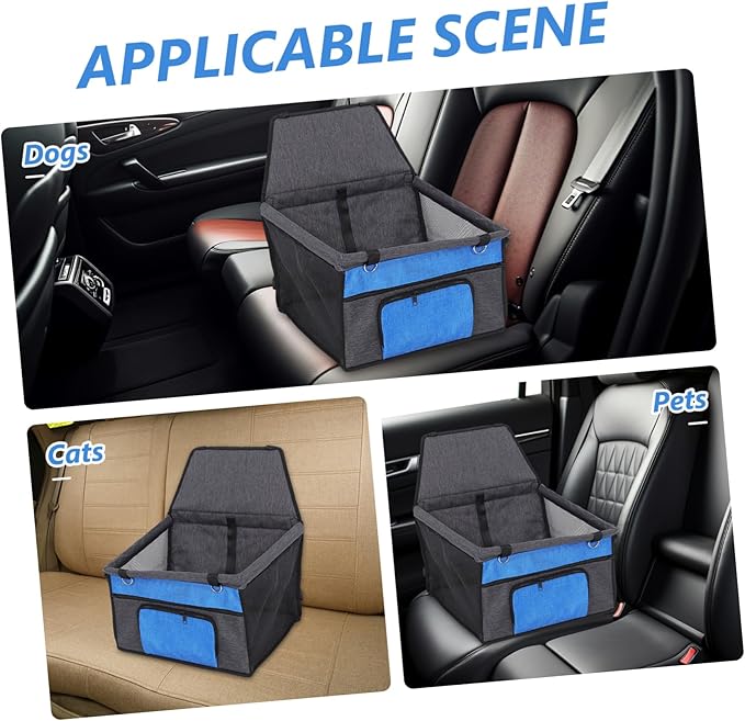 VICASKY Breathable Waterproof PET Car Seat for Dogs and Cats Thickened Non-Slip Dog Cushion with Front Pocket Travel PET Seat for Vehicle Safety with Adjustable Belt
