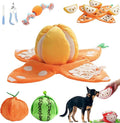 Orange Hide and Seek Plush Dog Toy, Interactive Squeaky Puzzle Toy with Hidden Pockets & Crinkle Paper, Watermelon Snuffle Mat for Small Medium Dogs Boredom Nosework (Orange)