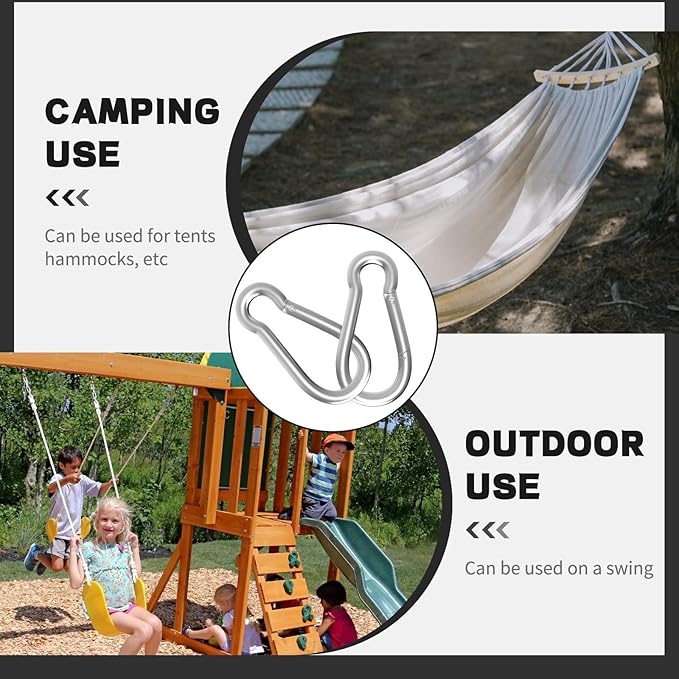 Carabiners Clip Spring Snap Hook,Heavy Duty Galvanized Steel Carabiner,Safety Quick Links Snap Hooks,Spring Clips for Swing Hammock Camping Keychain Outdoor