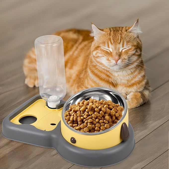 VANZACK Automatic Cat Dog Water Feeder Dual Bowls for Food and Water Tip Design and Pet Shops Capacity