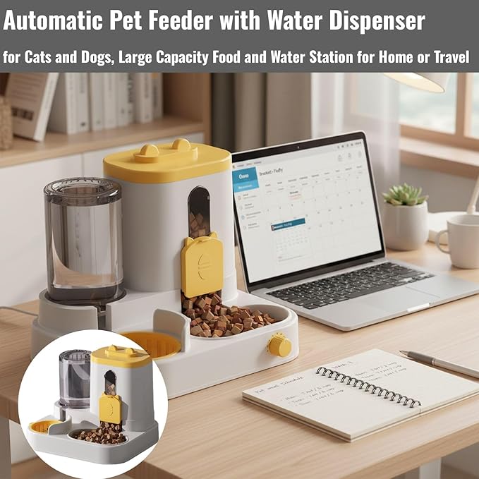 Automatic Pet Feeder with Water Dispenser - Self-Feeding Station for Cats and Dogs, Ideal for Home or Travel Use