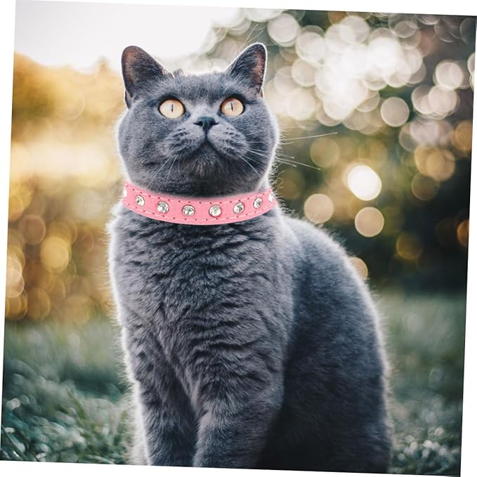 SUPVOX Adjustable Rhinestone Inlaid Dog Collar for Dogs Breathable Pu Material Comfortable Neck Decor Buckle for Pets and Puppies