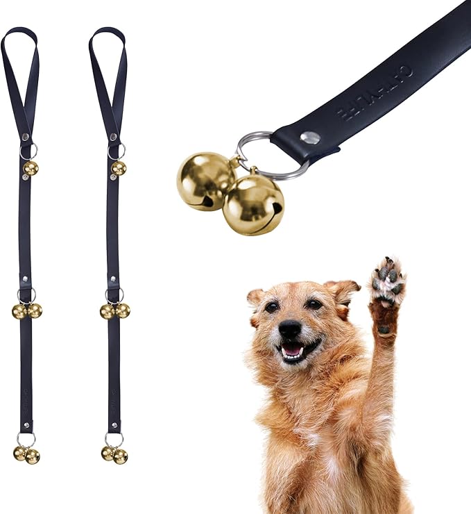 Leather Dog Doorbells for Door Knob, Dog Bells to Go Outside & Puppy Potty Training, Adjustable Brass Dog Bell, Makes Training Your Puppy a Breeze.