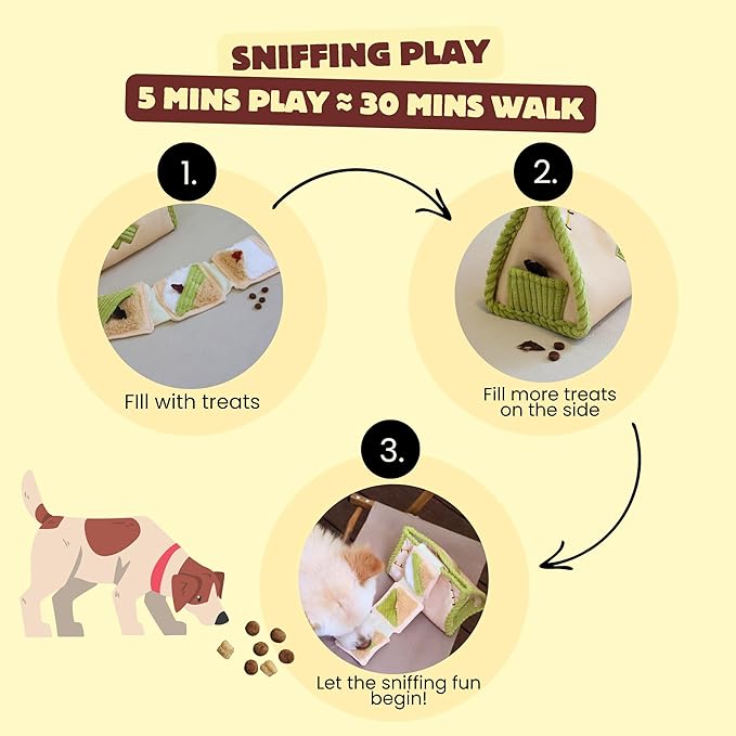 Interactive Dog Toys, Snuffle Puzzle Toys for Small Medium Large Dogs – Durable Hide & Seek Treat Dispenser with Squeaky & Crinkle Sounds, 2-in-1Chew Toy, Dog Birthday for Gifts (Tissue Box)