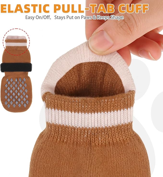 KOOLTAIL Anti Slip Dog Socks Booties to Prevent Licking Paws Scratching, Pet Boots&Paw Protector for Hardwood Floors, Dog Shoes for Winter, Traction Control Grip Socks for Small Medium Large Dogs S