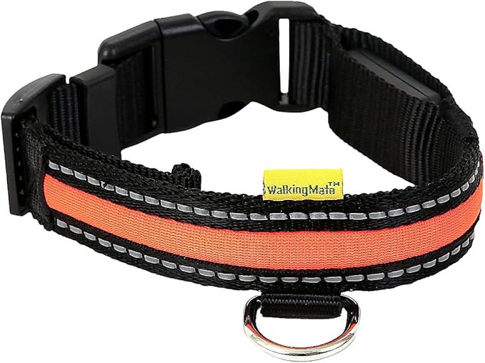 walkingMate Soft Nylon LED Collar, 25 mm x 34-41 cm, Orange