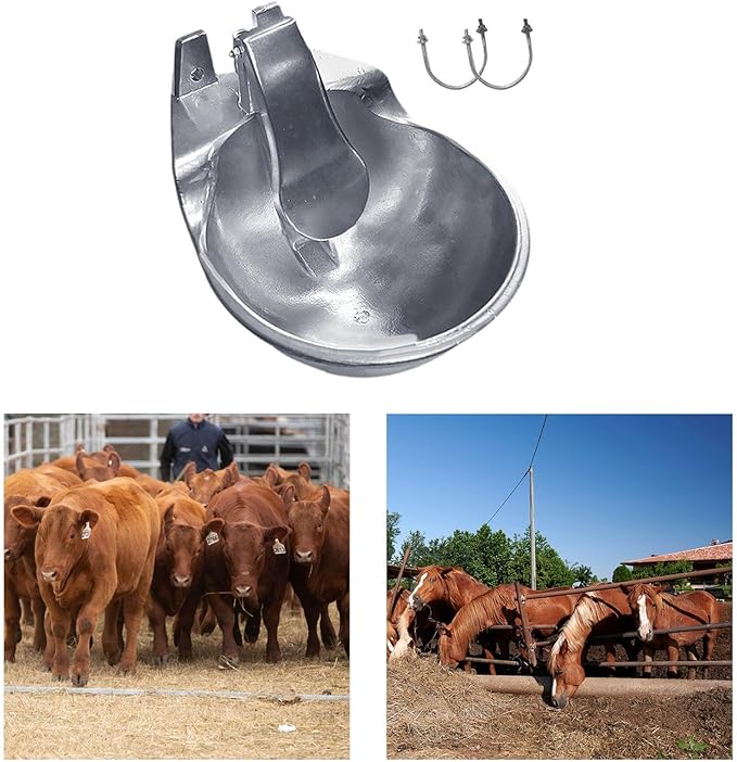 Automatic Drinking Water Bowl Water Drinker Bowl,Pet Water Bowl,Farm Animals Pet Water Dispenser for Cattle Horse Dog, Blue Large(Cast Aluminum)