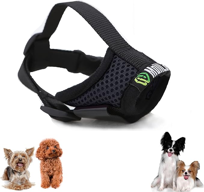 Dog Muzzle, Breathable Mesh Muzzles for Small Dogs 5-15bls, Chihuahua Muzzle for Biting Barking, Adjustable Puppy Muzzle XS Extra Small Muzzle (Comfy-Black)