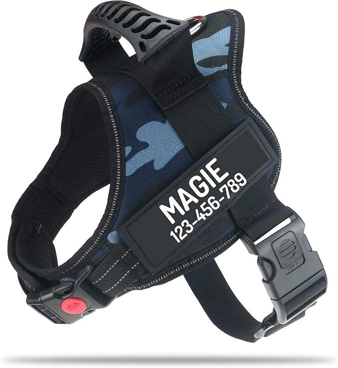 Personalized No Pull Dog Harness with Custom Name and Phone Number by PawPawify, Heavy Duty Pet Vest to Prevent Tugging, Pulling, or Choking, Training and Walking