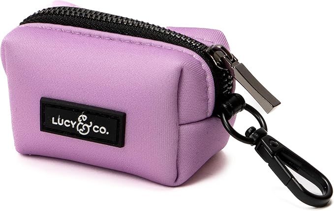 Lucy & Co. Dog Poop Bag Holder - Leak Proof Dispenser with Leash Attachment - Easy Refills - Hygienic Pet Poop Pickup-Purple