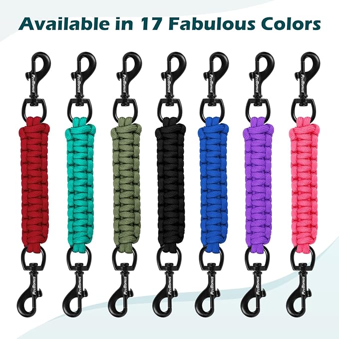 PetBonus Dog Collar Safety Clip, Handmade Backup Safety Strap for Dog Harness, Prong, Pinch Collar, Double Ended Clasp Leash Connector (Yellow)