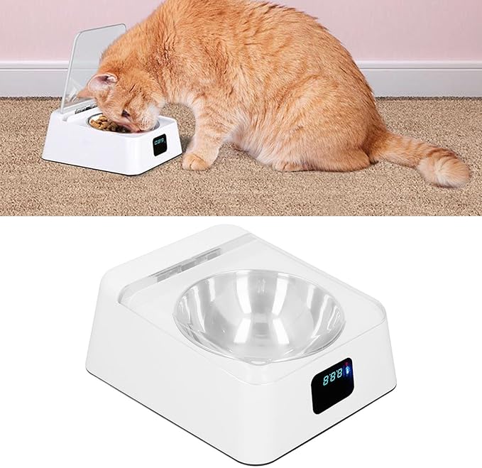 Automatic Pet Feeder, 350ml Induction Lid Opening Smart Dog Cat Bowl Prevent Food Pollution Pet Food Dispenser, 0.5 to 1M Sensing Distance Automatic Watering Bowl for Small Medium Pet