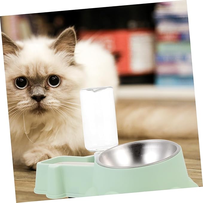 Kisangel Automatic Stainless Steel Dog Bowl Water Dispenser 2-in-1 PET Feeding Station for Dogs and Cats Portable Food Container Lid for Home and Travel