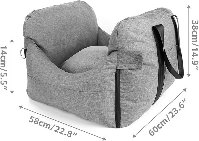 Dog Booster Car Seat for Dogs Up to 25 Pounds, Safe Pet Car Seat with Non-Slip Bottom, Travel Booster Dog Car Bed, Easy to Install, Fully Removable and Washable(Brown)
