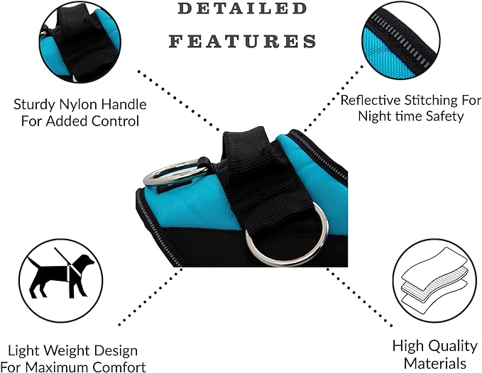 ShawnCo Essential Dog Harness, No-Pull Pet Vest with 3 Leash Clips, No Choke, Reflective, Adjustable and Padded, for Easy Walking and Training for Small, Medium and Large Dogs (Midnight, L)