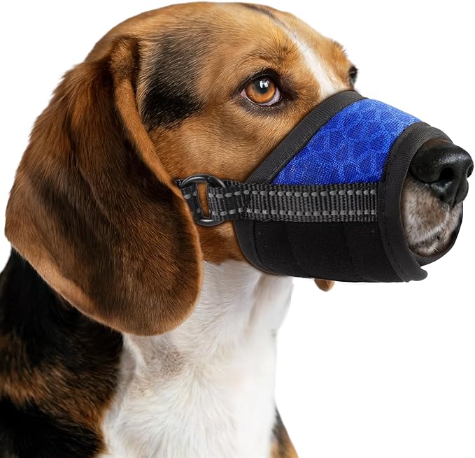 Dog Muzzle,Soft Breathable Mesh, Adjustable Loop Pets Drinkable Anti-Biting Muzzle for Small, Medium, Large Dogs | Lightweight, Comfortable, Easy to Wear-Blue XS