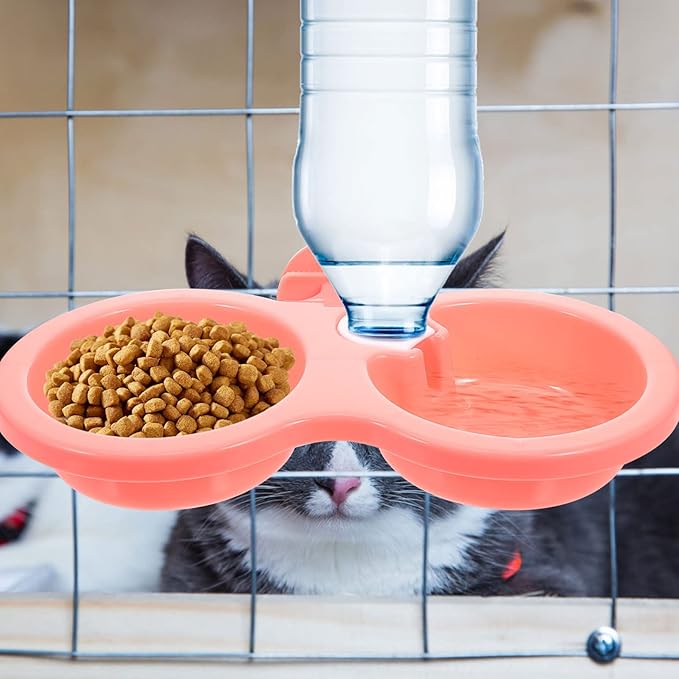 Dog Kennel Dog Kennel 2pcs Double Cage Dog Bowls Detachable Crate Food Bowl Automatic Water Dispenser Bottle Pet Hanging Feeder Dish for Rabbit Puppy Bird Cat Dog Bowl Dog Bowl