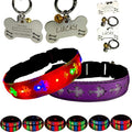 LED Dog Collar with ID Tag Set, Glowing Cross Pattern, Multiple Colors, Silicone Material (Purple Pro, M(11.8-15.7"))