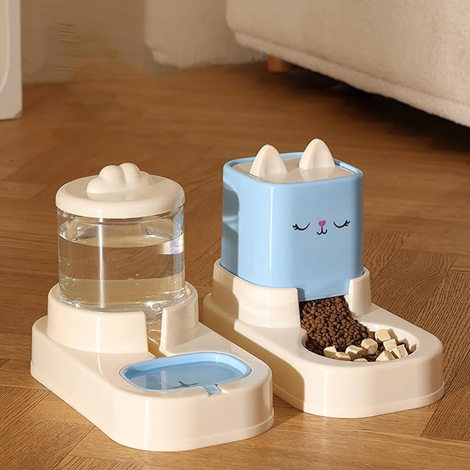 Automatic Cat Feeder, Auto Fill Cat Water Bowl, Cat Food Dispenser, Anti-Slip Automatic Pet Waterer, Large Capacity Cat Water Dispenser, Cute Dog Feeding Bowls (B)
